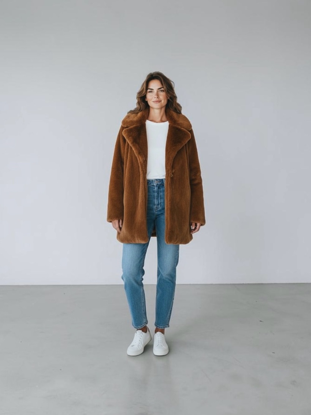 NVLT Faux Fur Jacket in Cognac EUC